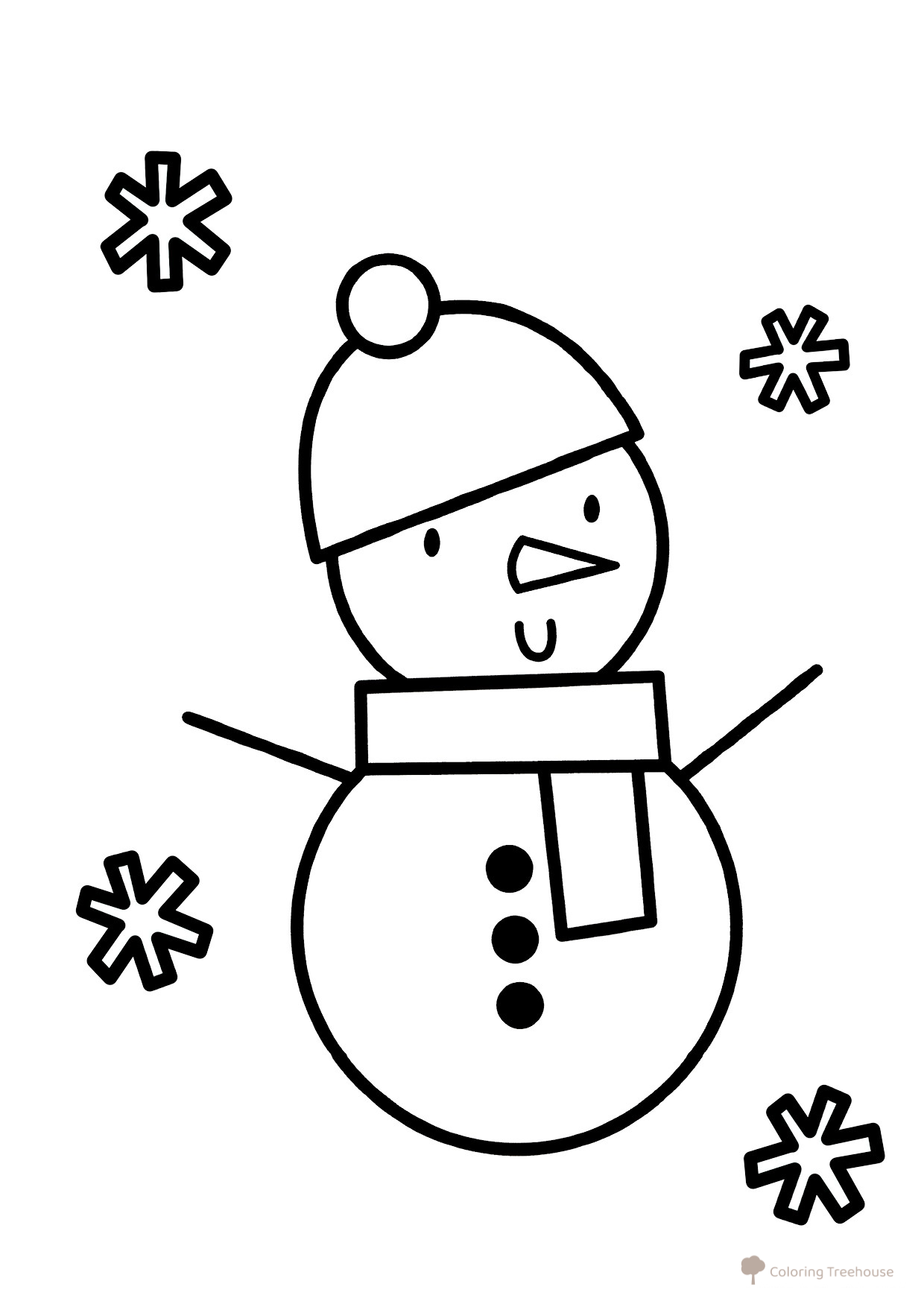 Snowman Coloring Page for Little Ones free printable New Year Coloring Pages for Little Kids coloring page