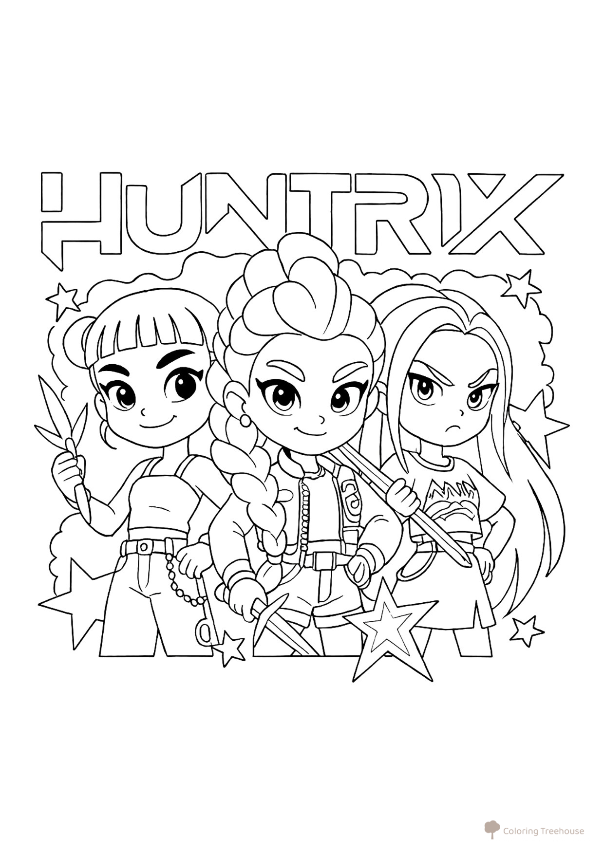 Página para colorear «Chibi Hantrix» dibujo para colorear gratis de Páginas para colorear de Hantrix — Cazadoras de demonios K-pop