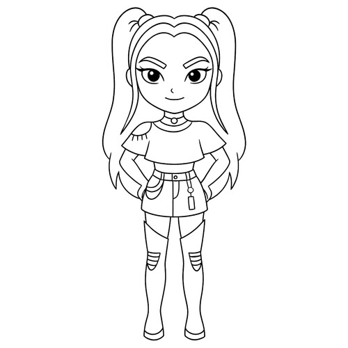 Chibi Mira Coloring Page from Demon Huntresses free printable Huntrix Coloring Pages from K-Pop Demon Hunters coloring page