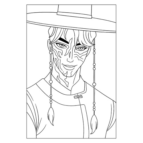Página para colorear «Djinu en forma de demonio» dibujo para colorear gratis de Páginas para colorear de Hantrix — Cazadoras de demonios K-pop