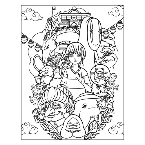 Libro para colorear «El viaje de Chihiro» dibujo para colorear gratis de Páginas para colorear de anime
