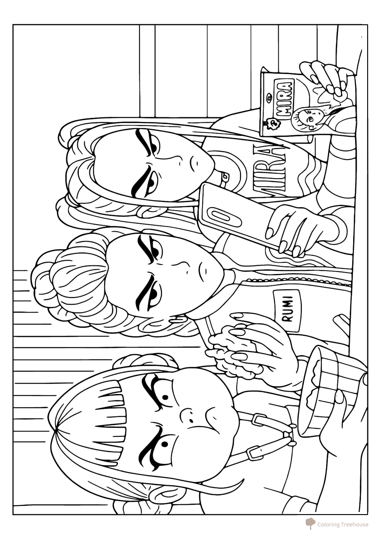 Unhappy Hantrix Coloring Page free printable Huntrix Coloring Pages from K-Pop Demon Hunters coloring page