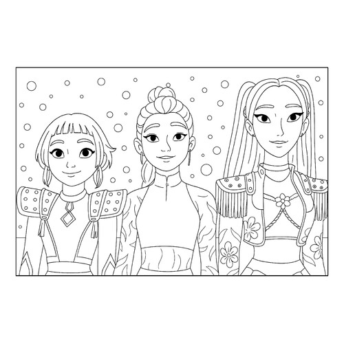 Página para colorear «Hantriks vencieron a los demonios» dibujo para colorear gratis de Páginas para colorear de Hantrix — Cazadoras de demonios K-pop