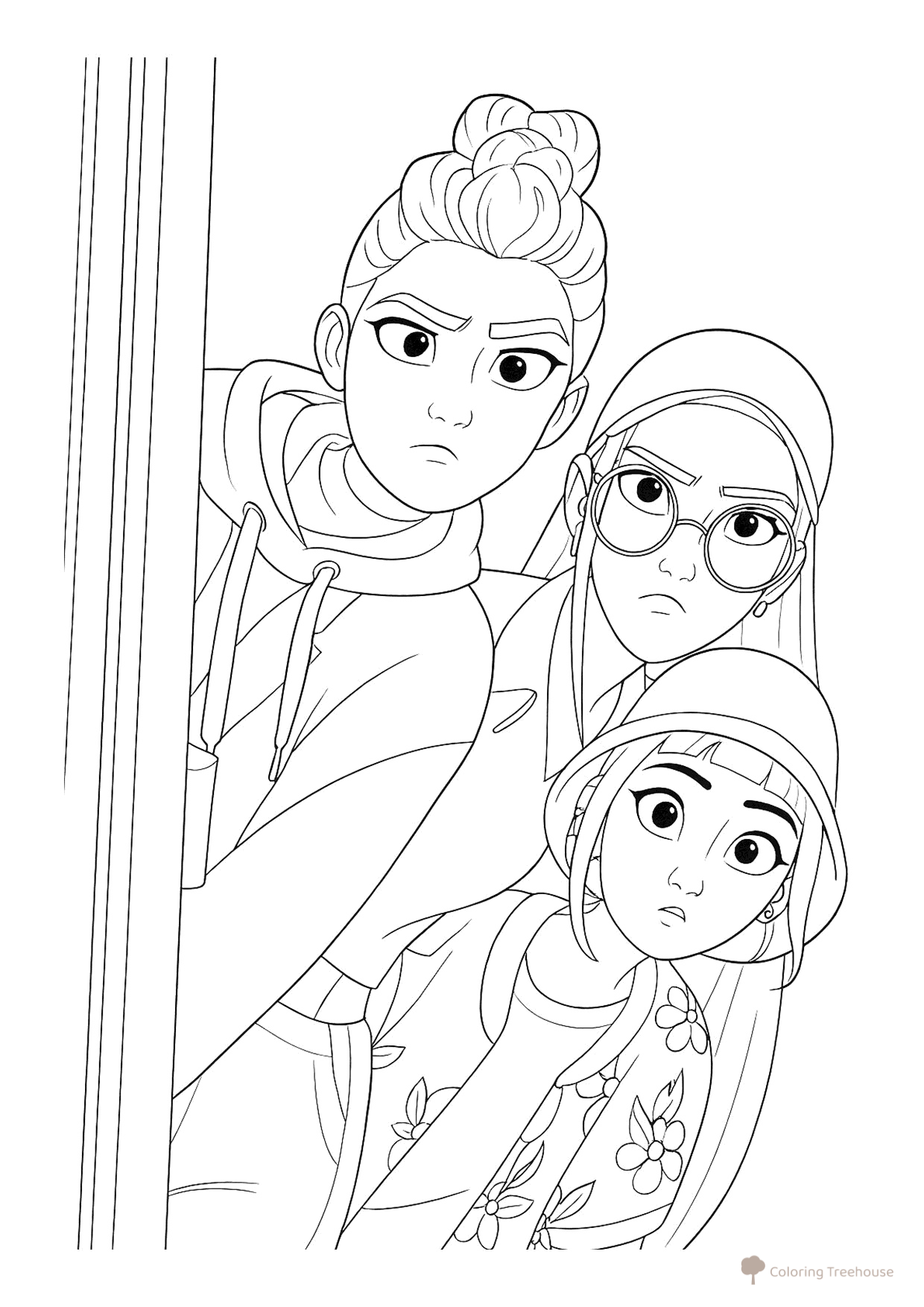 Página para colorear «Hantriks espían a Sadzha Boyz» dibujo para colorear gratis de Páginas para colorear de Hantrix — Cazadoras de demonios K-pop