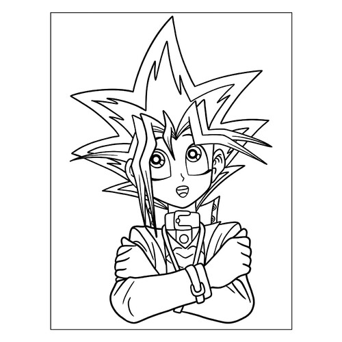 Página para colorear: Yugi Muto de Yu-Gi-Oh dibujo para colorear gratis de Páginas para colorear de anime