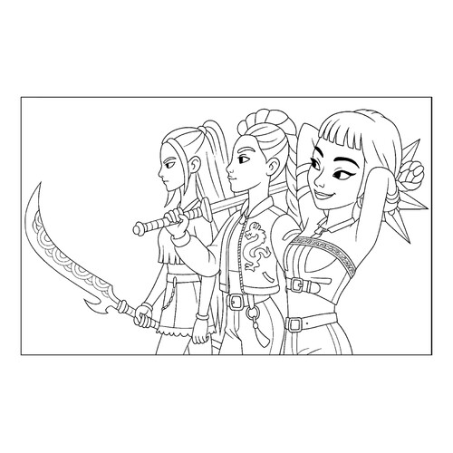 Página para colorear «Keypop: cazadoras en batalla» dibujo para colorear gratis de Páginas para colorear de Hantrix — Cazadoras de demonios K-pop