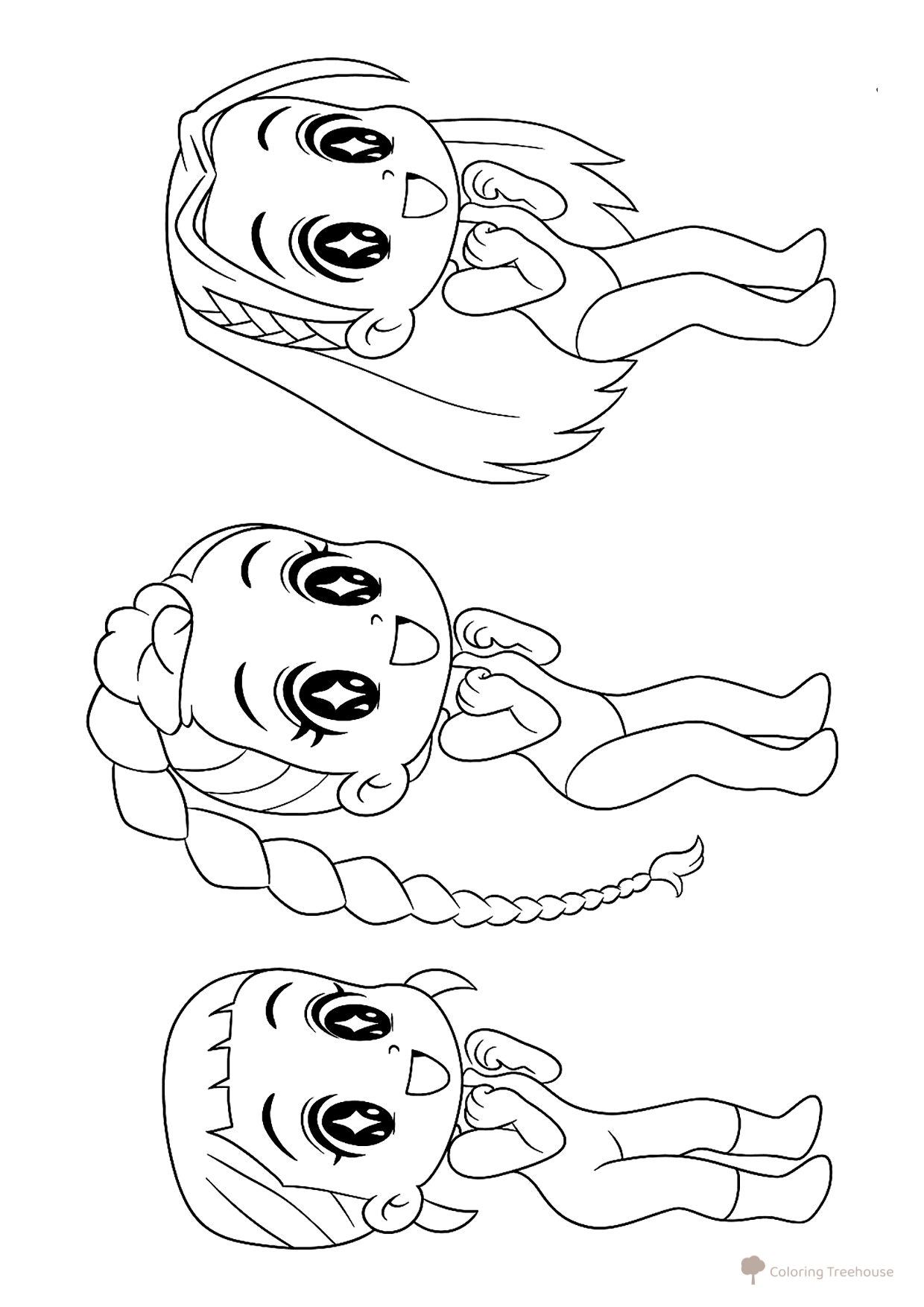 Página para colorear «Encantadoras cazadoras de demonios K-pop» dibujo para colorear gratis de Páginas para colorear de Hantrix — Cazadoras de demonios K-pop