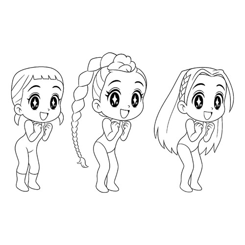 Página para colorear «Encantadoras cazadoras de demonios K-pop» dibujo para colorear gratis de Páginas para colorear de Hantrix — Cazadoras de demonios K-pop