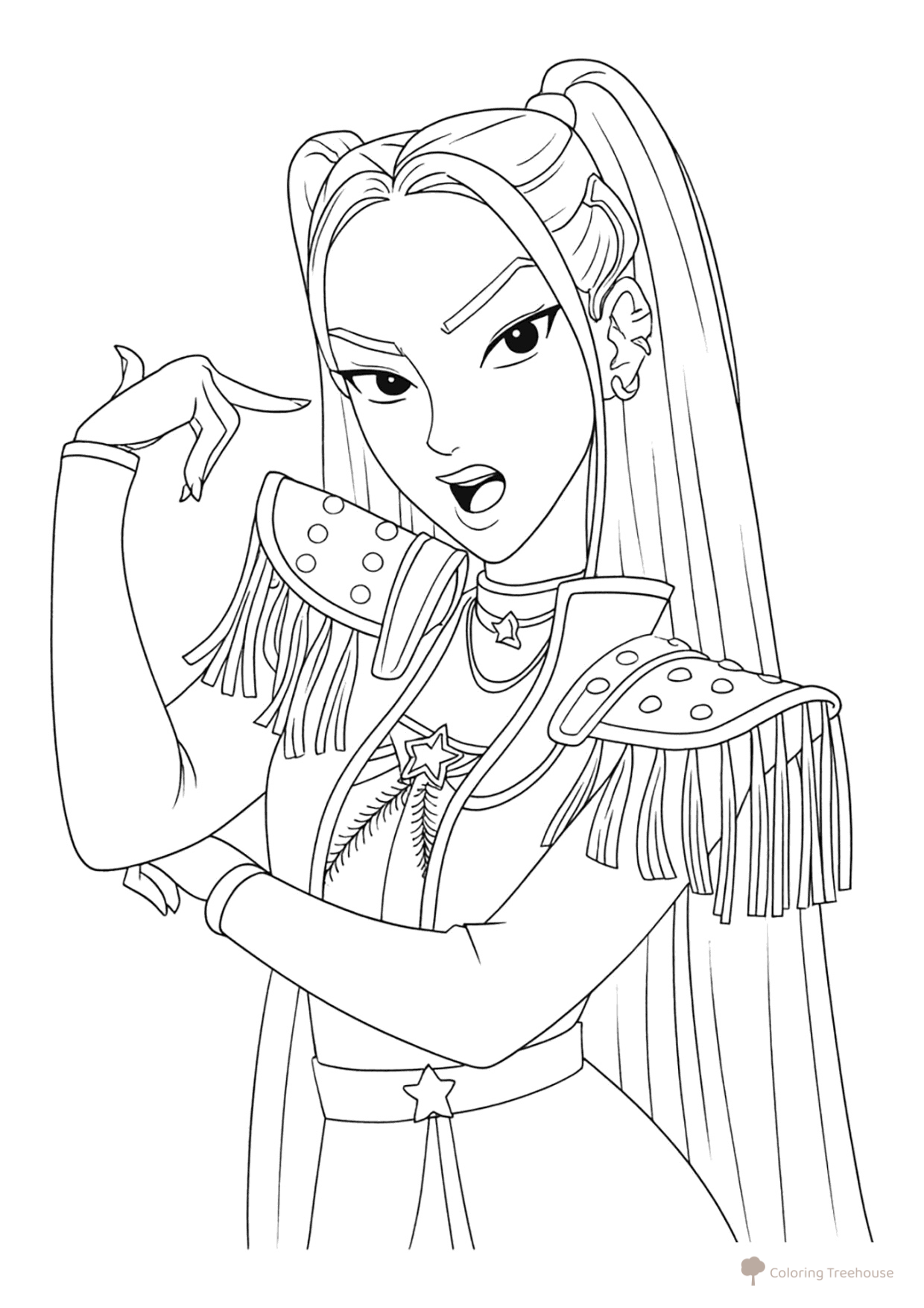 Página para colorear: Mira de Hantriks dibujo para colorear gratis de Páginas para colorear de Hantrix — Cazadoras de demonios K-pop