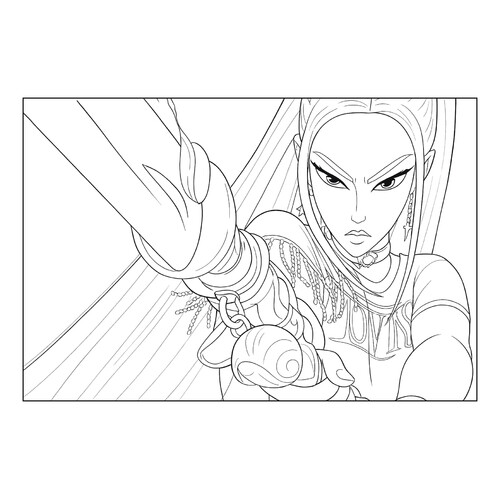 Mira with a Sword Coloring Page free printable Huntrix Coloring Pages from K-Pop Demon Hunters coloring page