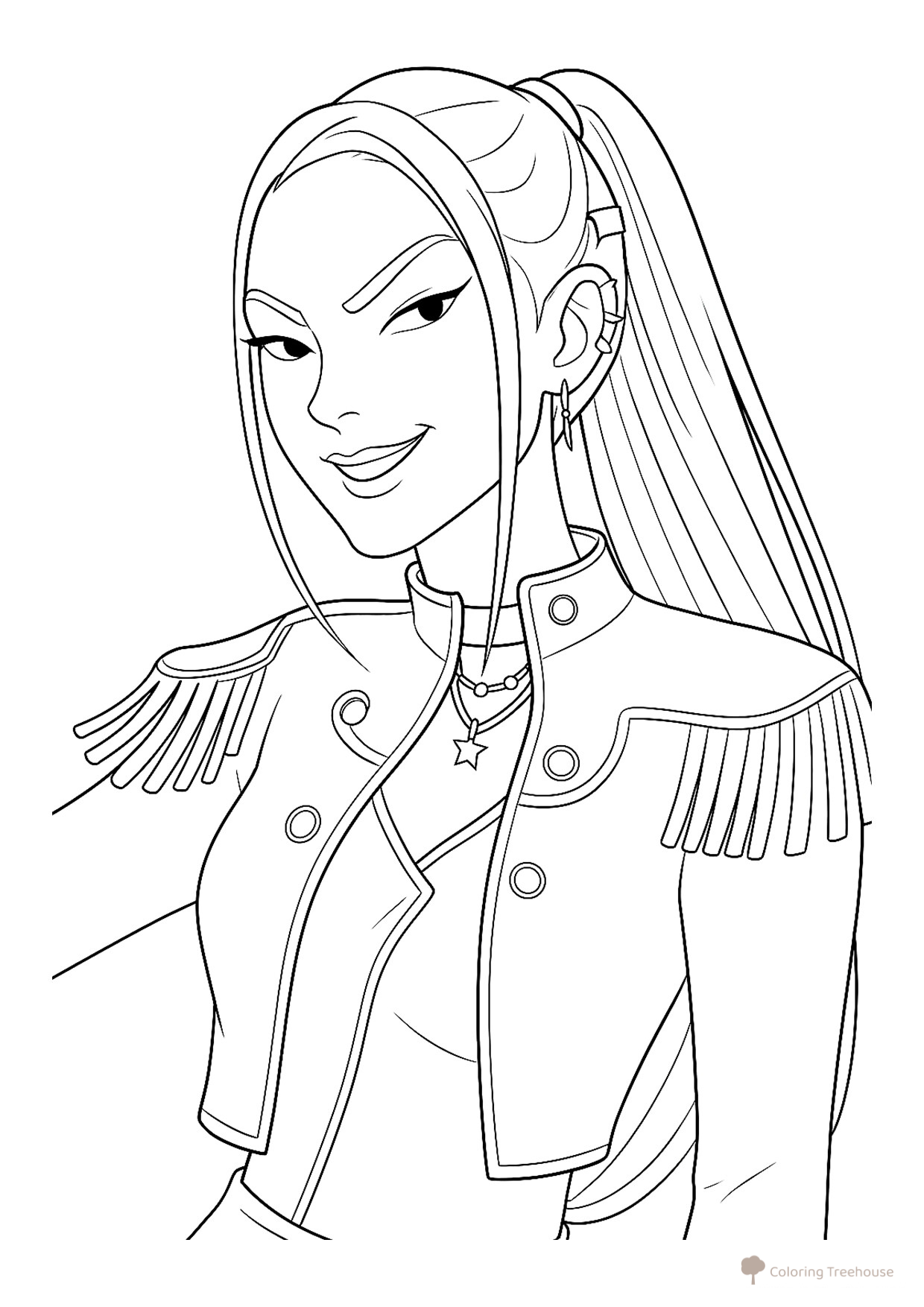 Página para colorear «Mira sonríe» dibujo para colorear gratis de Páginas para colorear de Hantrix — Cazadoras de demonios K-pop