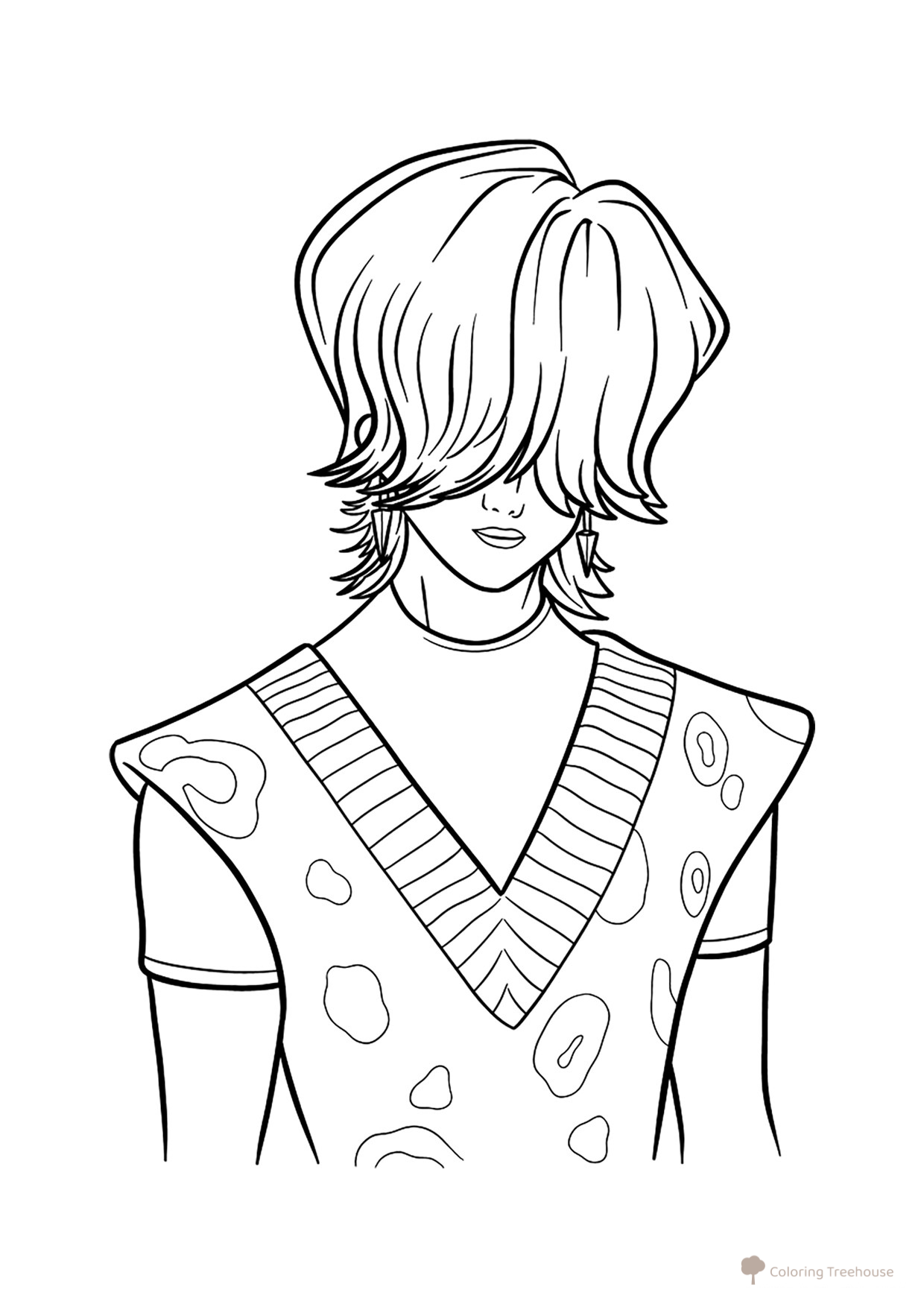 Misteri from Sadzha Boyz Coloring Page free printable Huntrix Coloring Pages from K-Pop Demon Hunters coloring page