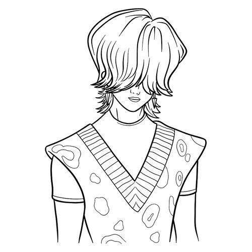 Misteri from Sadzha Boyz Coloring Page free printable Huntrix Coloring Pages from K-Pop Demon Hunters coloring page
