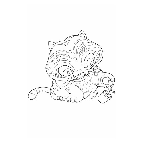 Página para colorear «Tigre Derpi arregla una flor» dibujo para colorear gratis de Páginas para colorear de Hantrix — Cazadoras de demonios K-pop