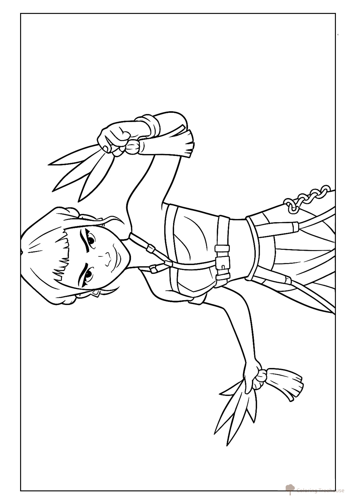 Раскраска «Воинственная Зои из охотниц на демонов» dibujo para colorear gratis de Páginas para colorear de Hantrix — Cazadoras de demonios K-pop