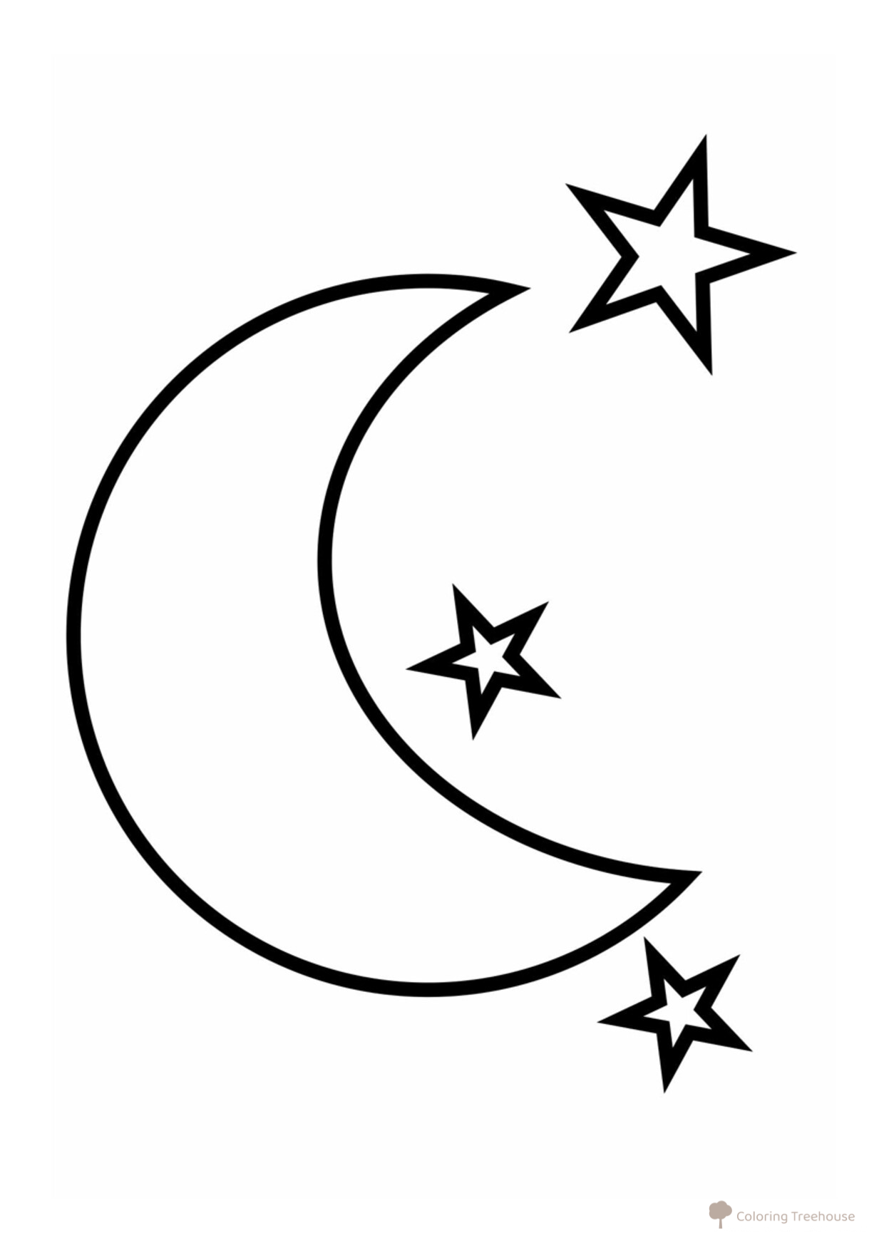 Luna y estrellas - página para colorear dibujo para colorear gratis de Páginas para colorear de objetos y el entorno para los más pequeños