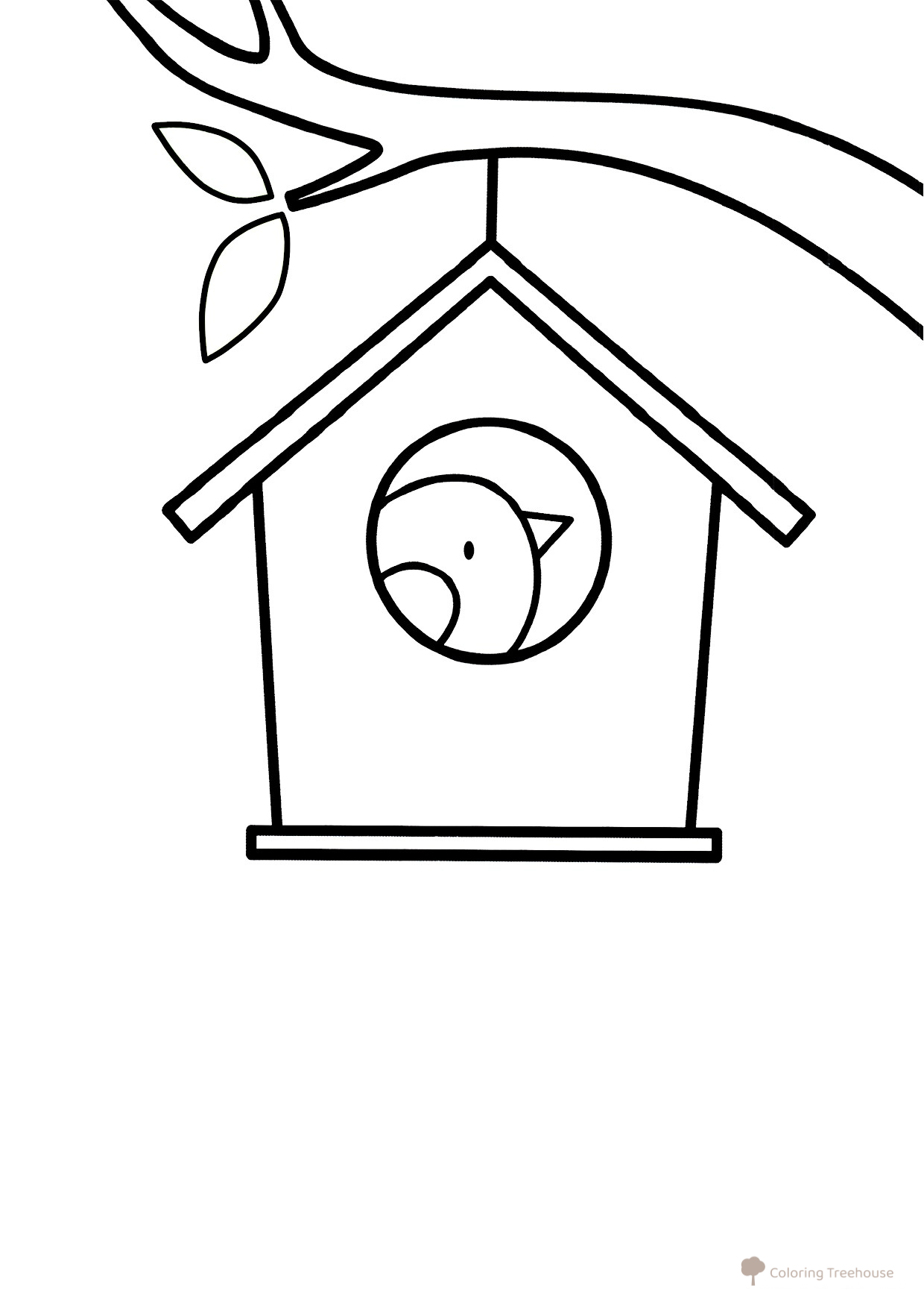 Starling in a Birdhouse Coloring Page free printable Objects and World Around Us Coloring Pages for Toddlers coloring page