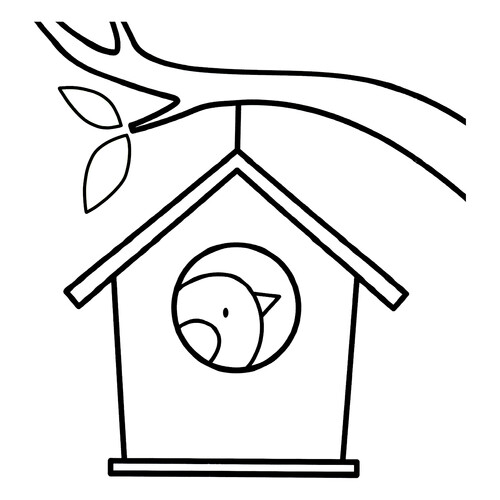Starling in a Birdhouse Coloring Page free printable Objects and World Around Us Coloring Pages for Toddlers coloring page