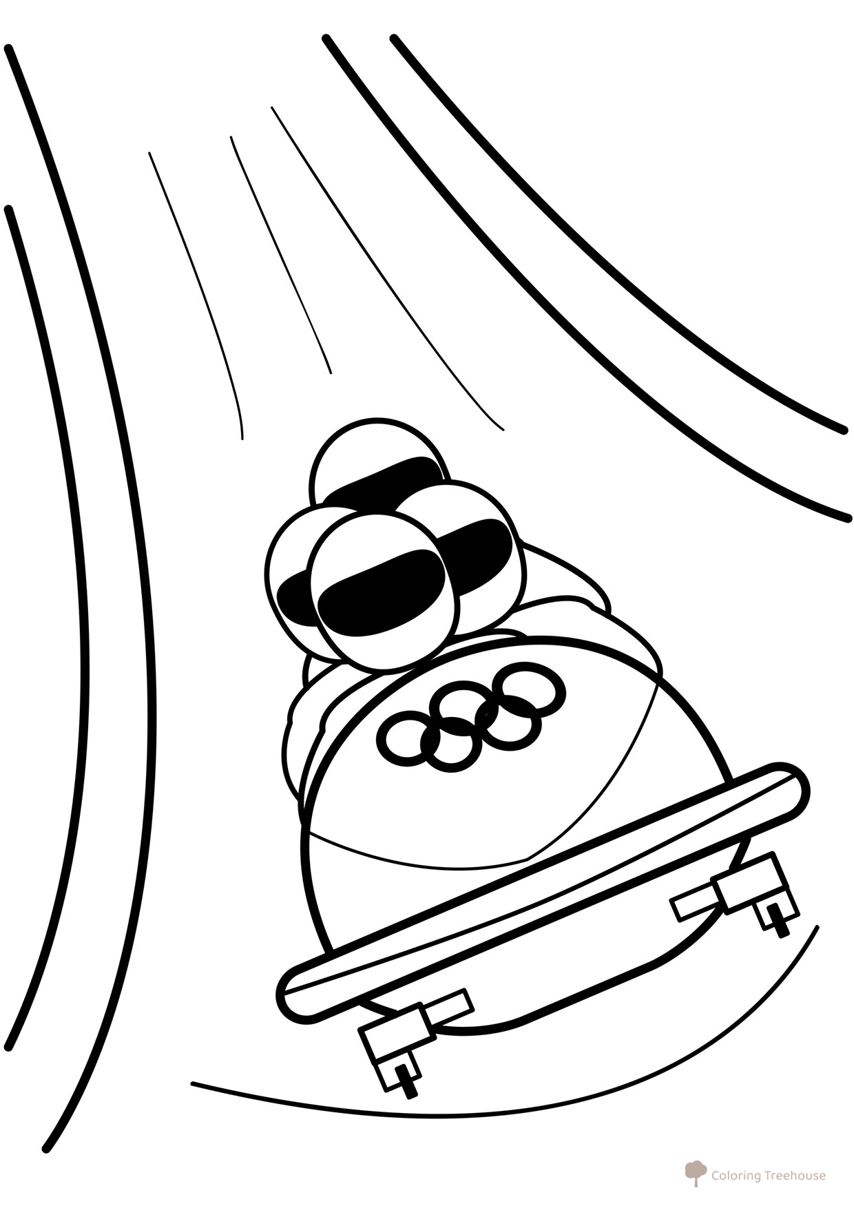 Bobsled Coloring Page free printable Olympic Games and Mascot Coloring Pages coloring page