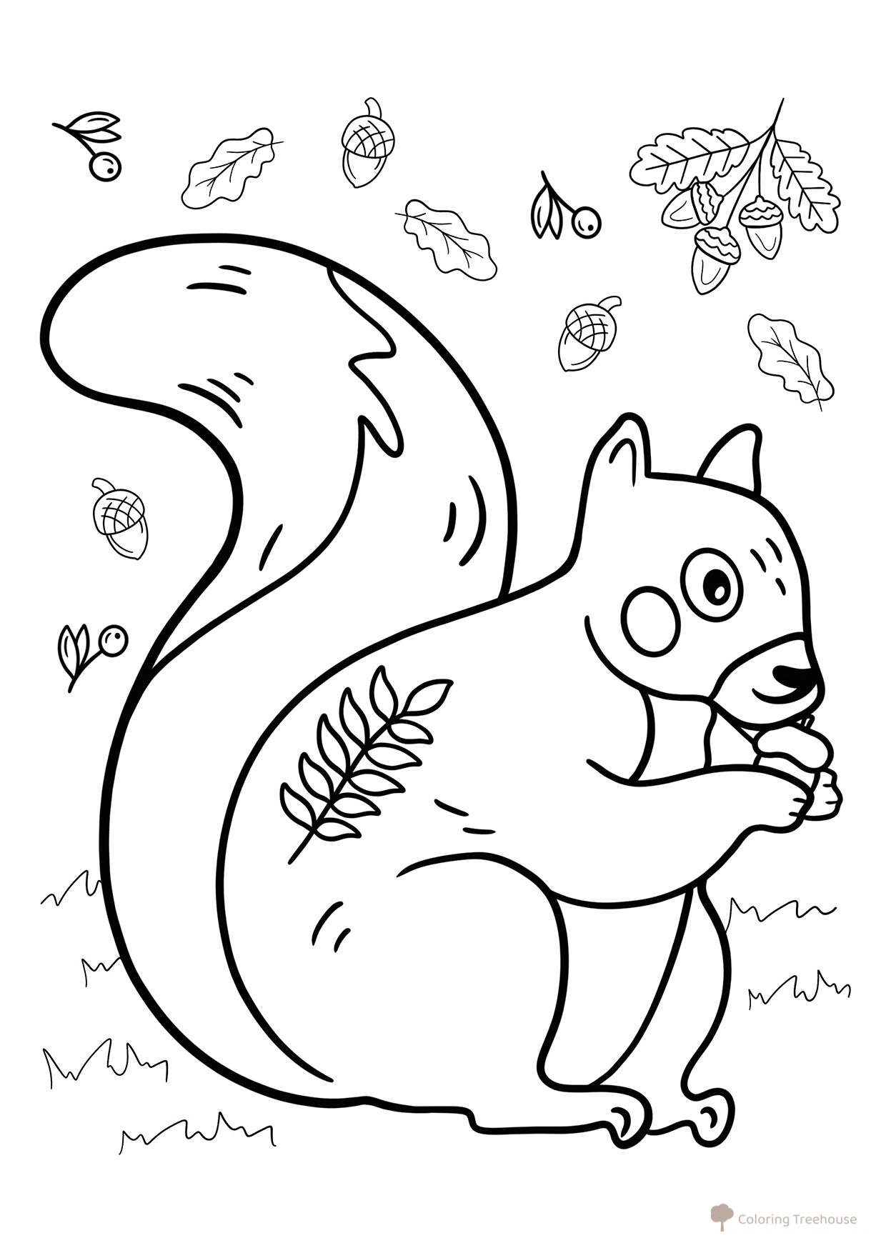 Página para colorear: La ardilla guarda nueces dibujo para colorear gratis de Páginas para colorear: Otoño