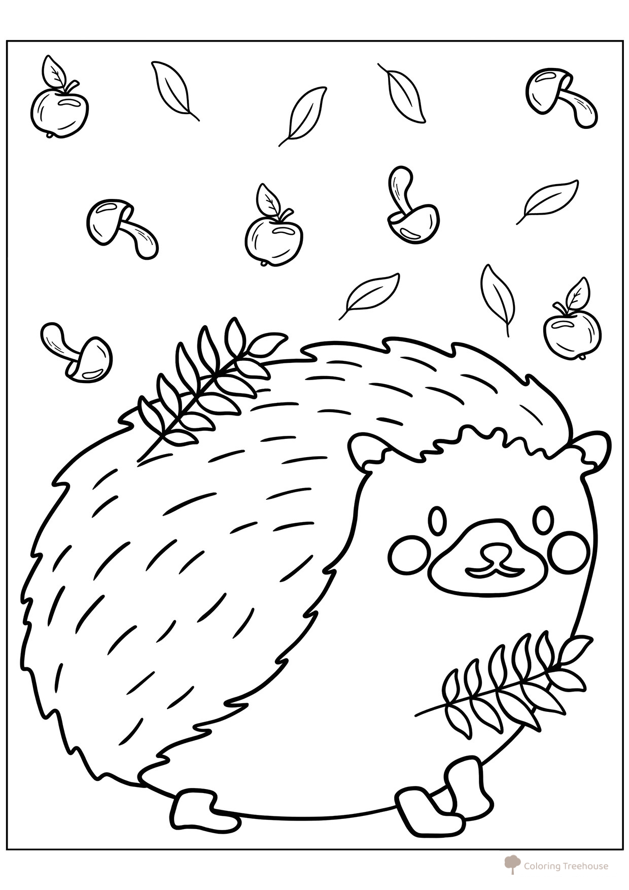 Página para colorear: Erizo en otoño dibujo para colorear gratis de Páginas para colorear: Otoño