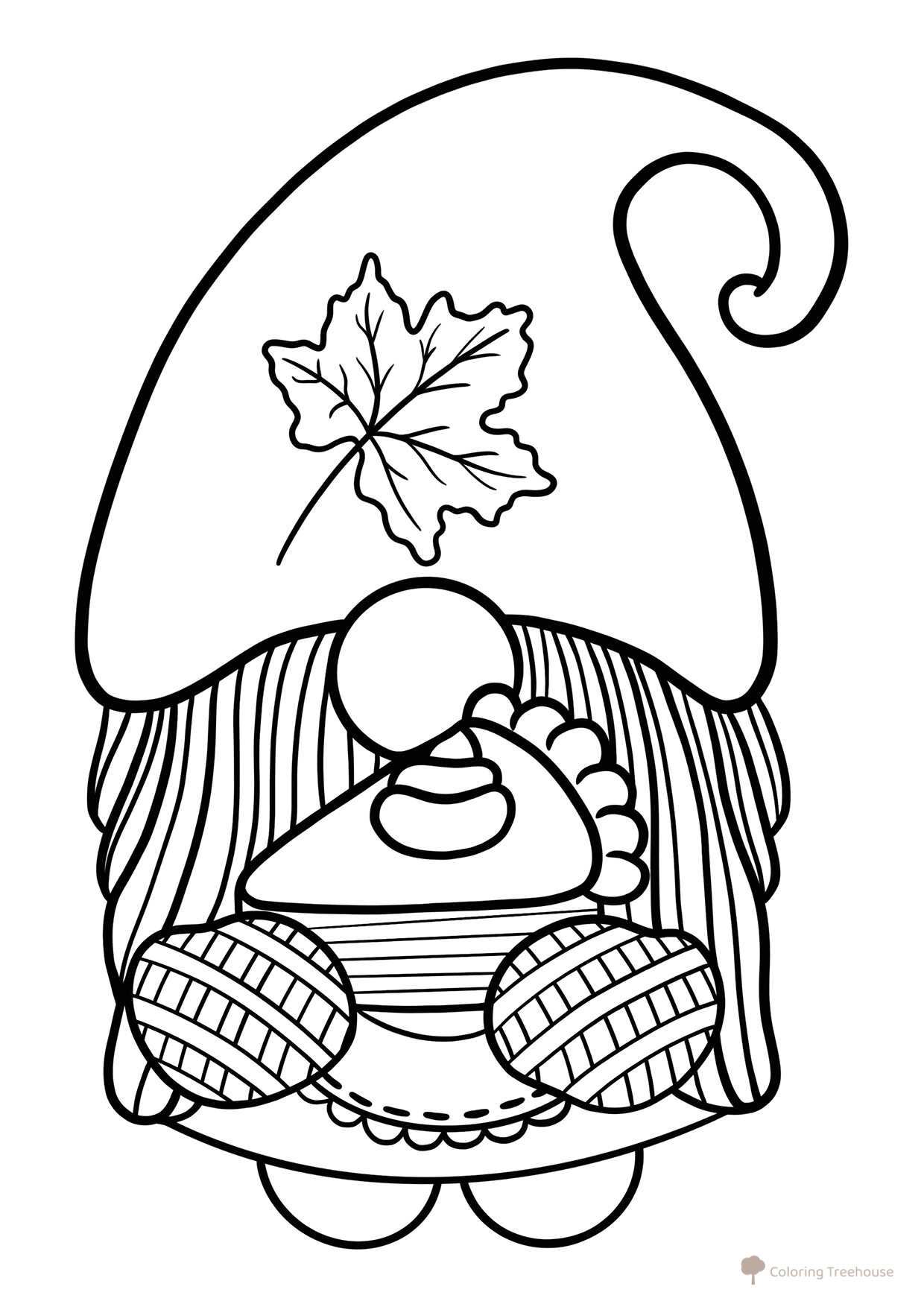 Cute Autumn Gnome Coloring Page free printable Autumn Coloring Pages coloring page