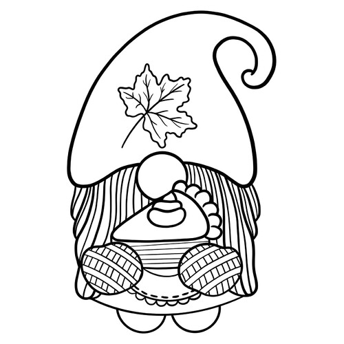 Cute Autumn Gnome Coloring Page free printable Autumn Coloring Pages coloring page