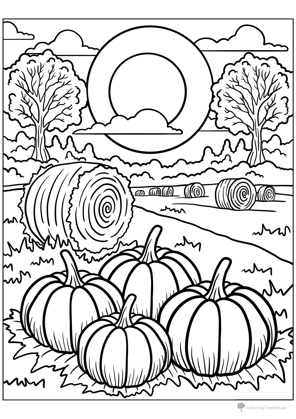 Página para colorear «Campo otoñal» dibujo para colorear gratis de Páginas para colorear: Otoño