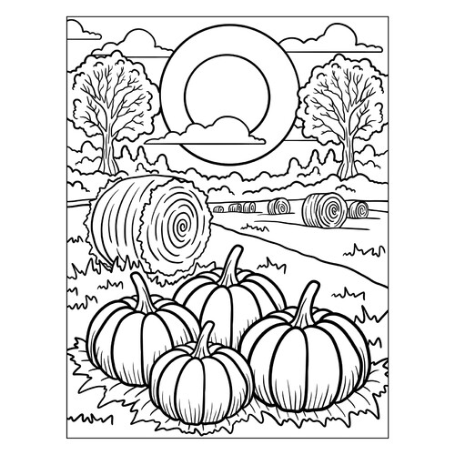 Página para colorear «Campo otoñal» dibujo para colorear gratis de Páginas para colorear: Otoño