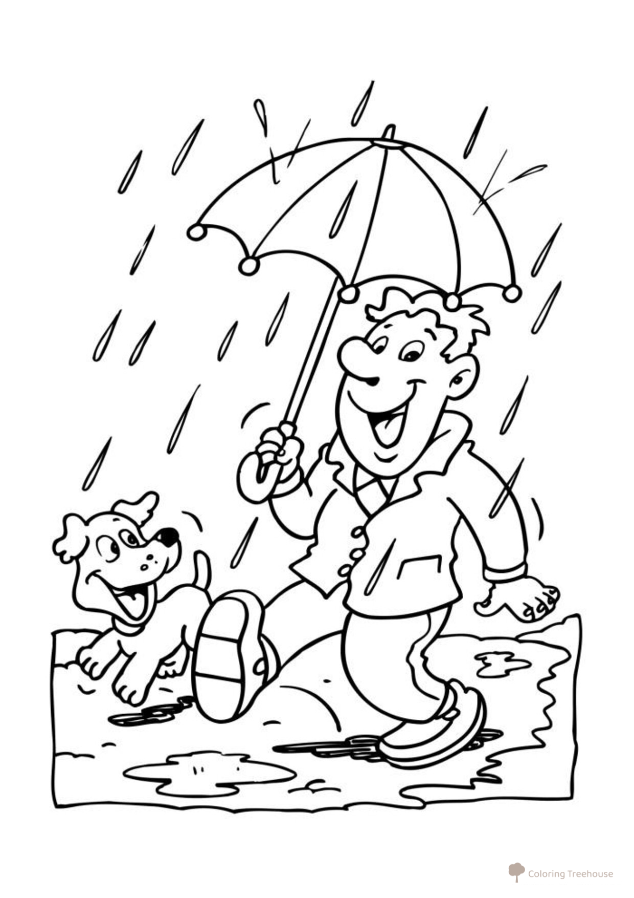 Página para colorear «Lluvia de otoño» dibujo para colorear gratis de Páginas para colorear: Otoño