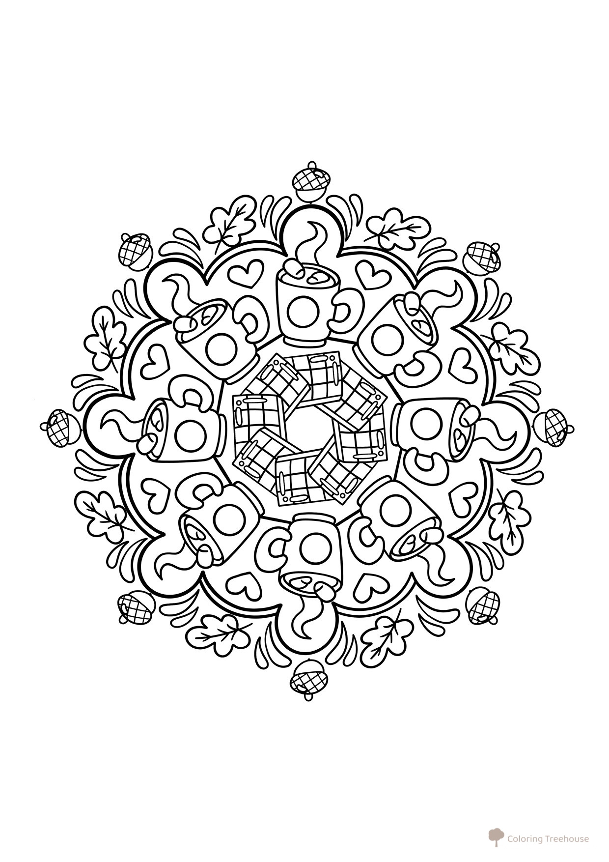 Autumn Mandala Coloring Page for Kids free printable Autumn Coloring Pages coloring page