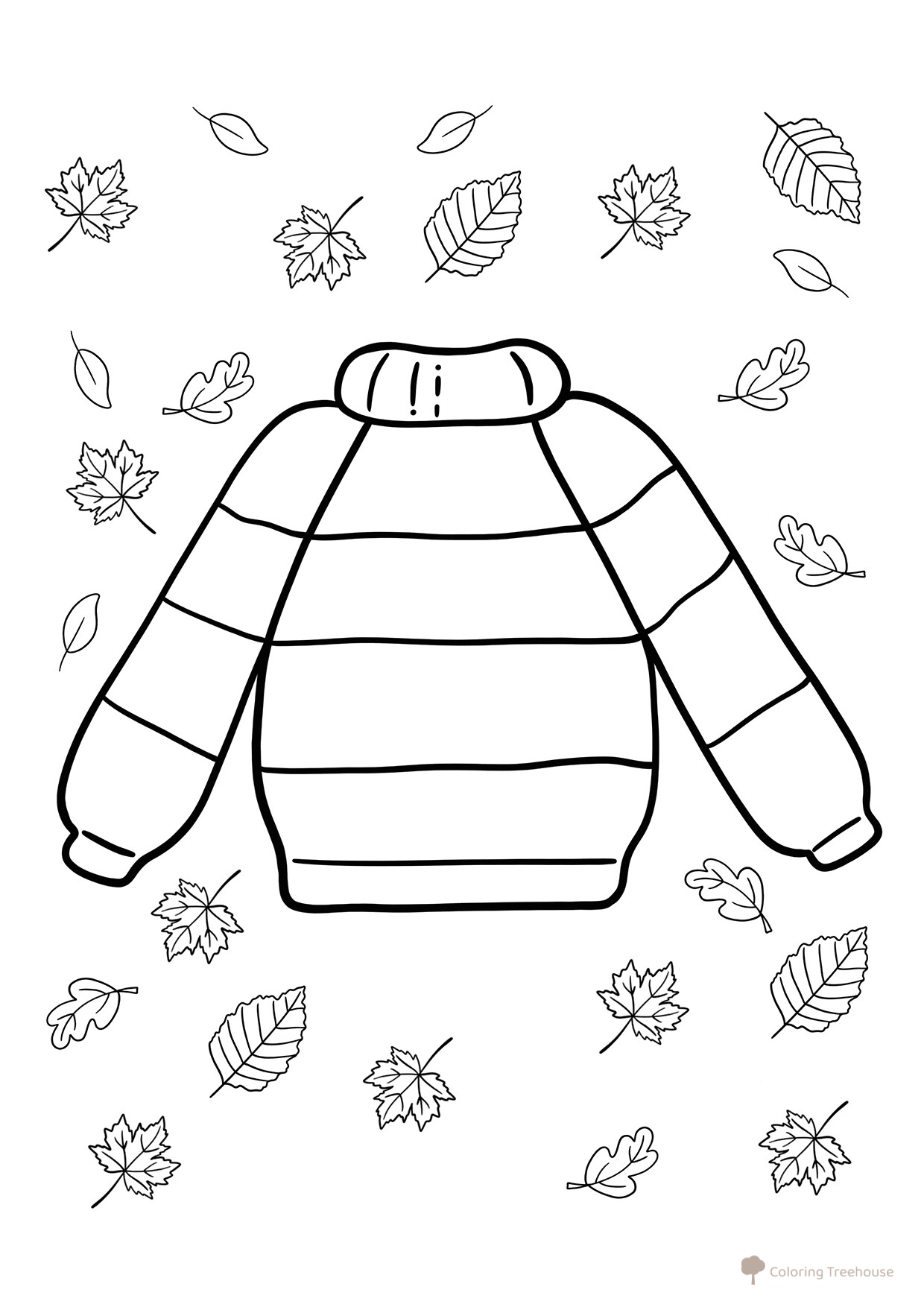 Warm Autumn Sweater Coloring Page free printable Autumn Coloring Pages coloring page