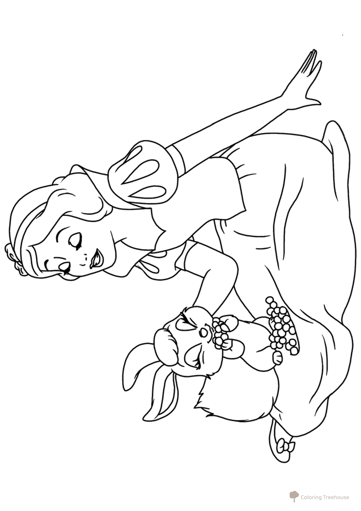 Snow White and Her Pet Coloring Page free printable Disney Princess Palace Pets Coloring Pages coloring page