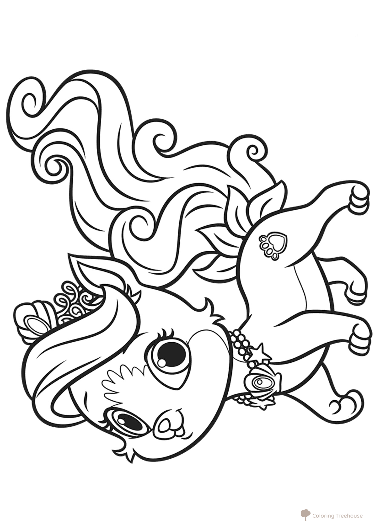 Ariel's Pet Kitten Pearl Coloring Page free printable Disney Princess Palace Pets Coloring Pages coloring page