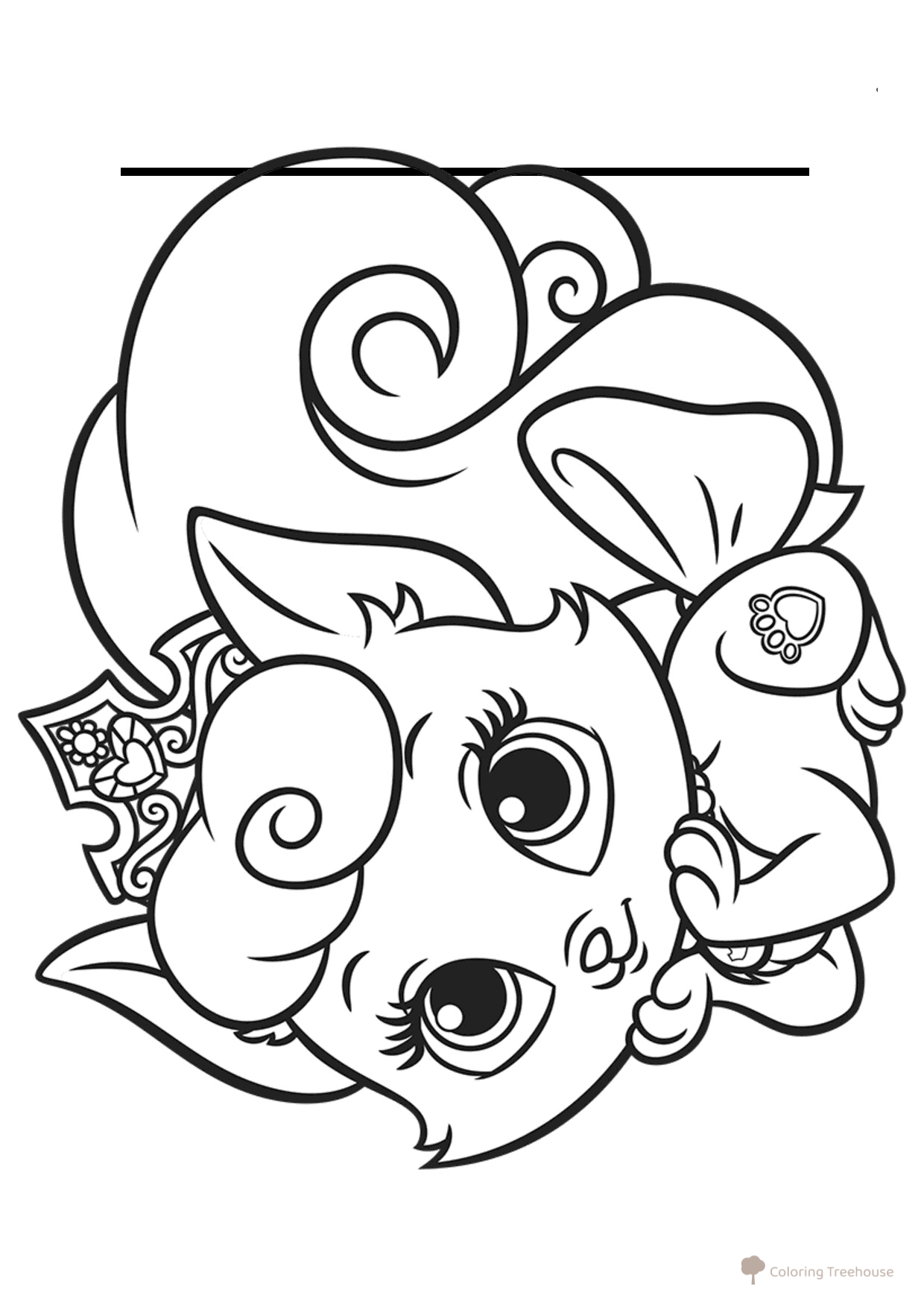Página para colorear: la mascota de Aurora, gatito 'Milaška' dibujo para colorear gratis de Páginas para colorear: las mascotas reales de las princesas Disney