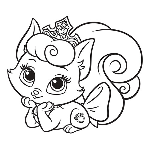 Página para colorear: la mascota de Aurora, gatito 'Milaška' dibujo para colorear gratis de Páginas para colorear: las mascotas reales de las princesas Disney