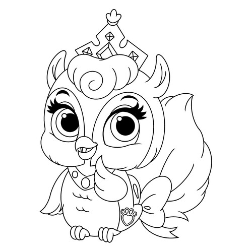 Página para colorear de la mascota de Aurora: el búho Fern dibujo para colorear gratis de Páginas para colorear: las mascotas reales de las princesas Disney
