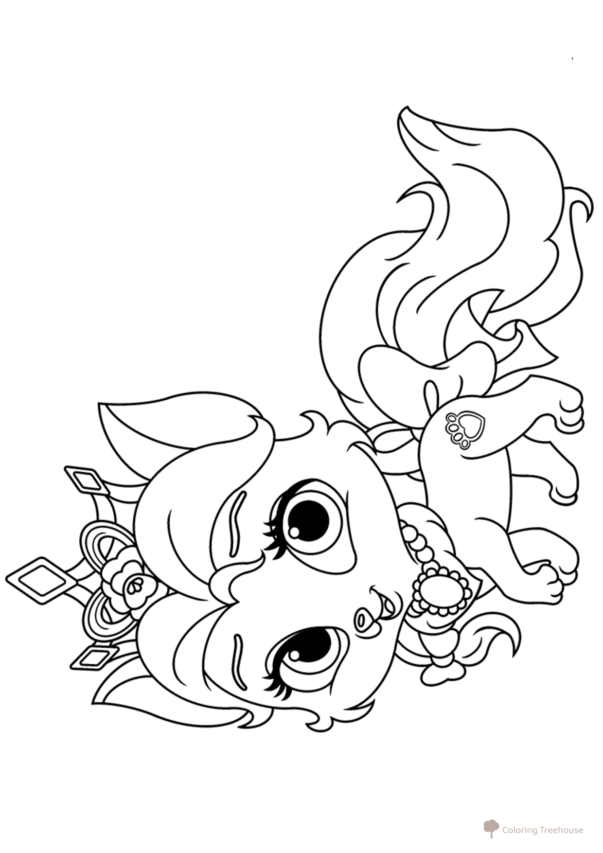 Dibujos para colorear: Mascota Belle gatito ‘Bella’ dibujo para colorear gratis de Páginas para colorear: las mascotas reales de las princesas Disney