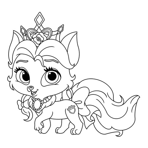 Dibujos para colorear: Mascota Belle gatito ‘Bella’ dibujo para colorear gratis de Páginas para colorear: las mascotas reales de las princesas Disney