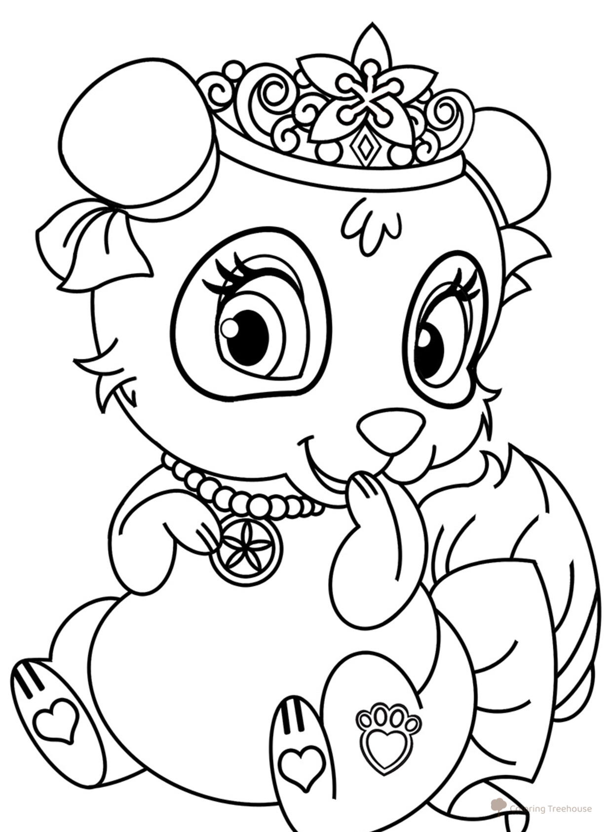 Página para colorear: la mascota de Mulán, panda 'Flor' dibujo para colorear gratis de Páginas para colorear: las mascotas reales de las princesas Disney