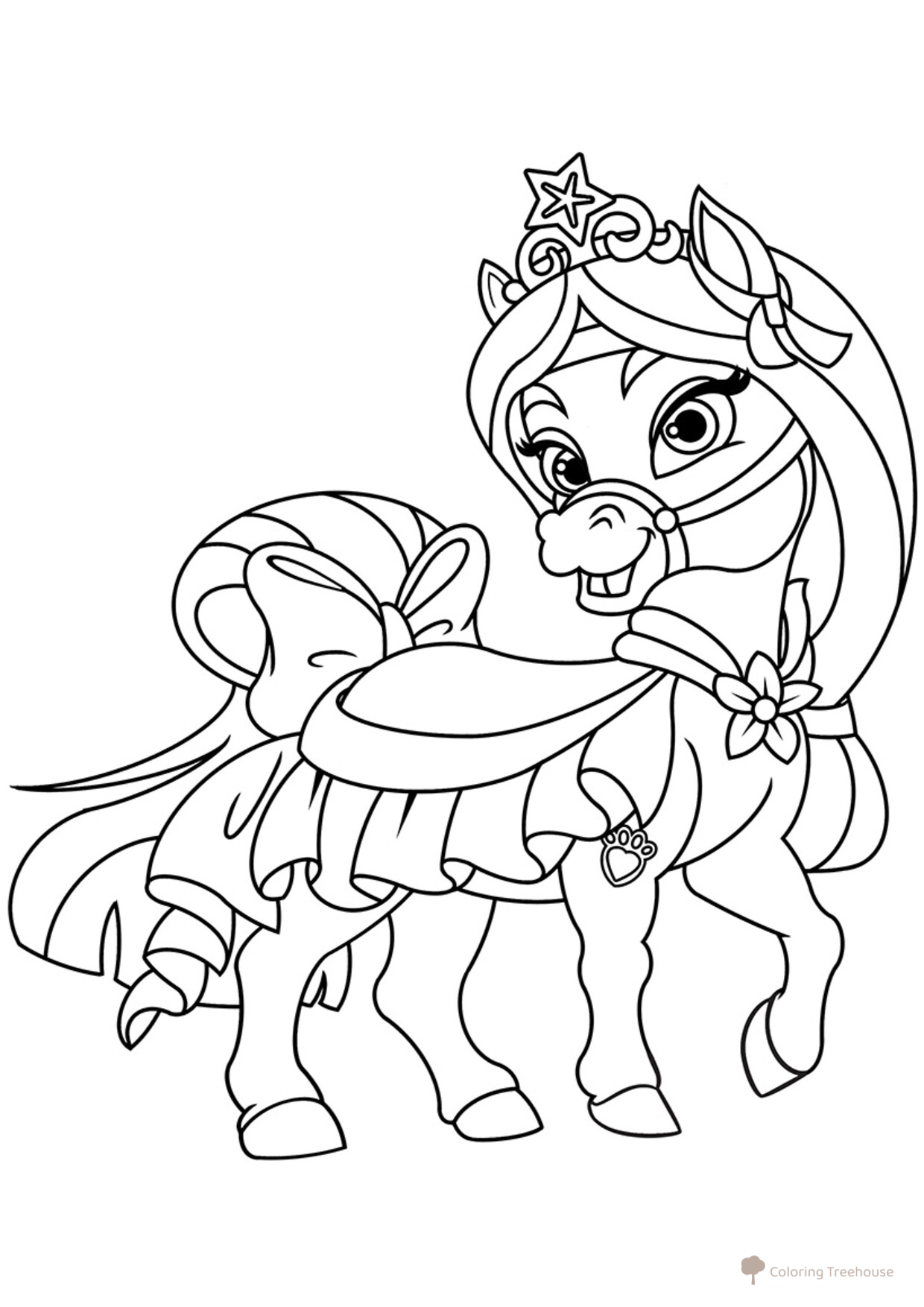 Mulan's Pet Pony Lichi Coloring Page free printable Disney Princess Palace Pets Coloring Pages coloring page