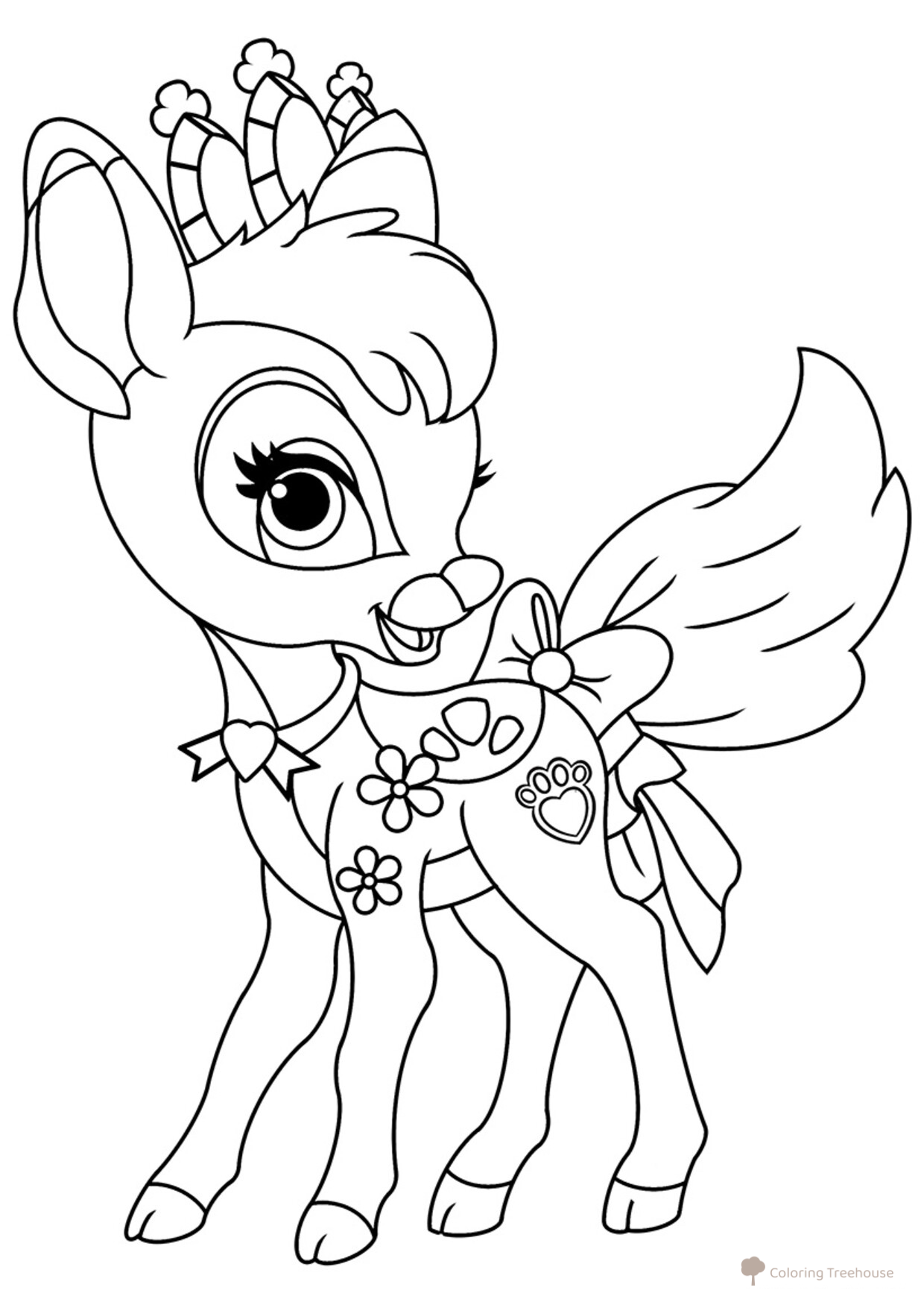 Libro para Colorear: Mascota de Rapunzel - Cervatito «Rayo» dibujo para colorear gratis de Páginas para colorear: las mascotas reales de las princesas Disney