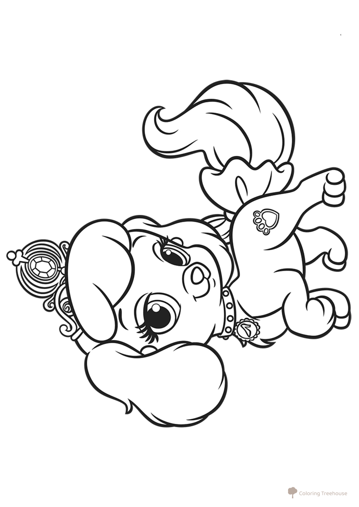 Página para colorear: mascota de Cenicienta — cachorro 'Tykovka' dibujo para colorear gratis de Páginas para colorear: las mascotas reales de las princesas Disney