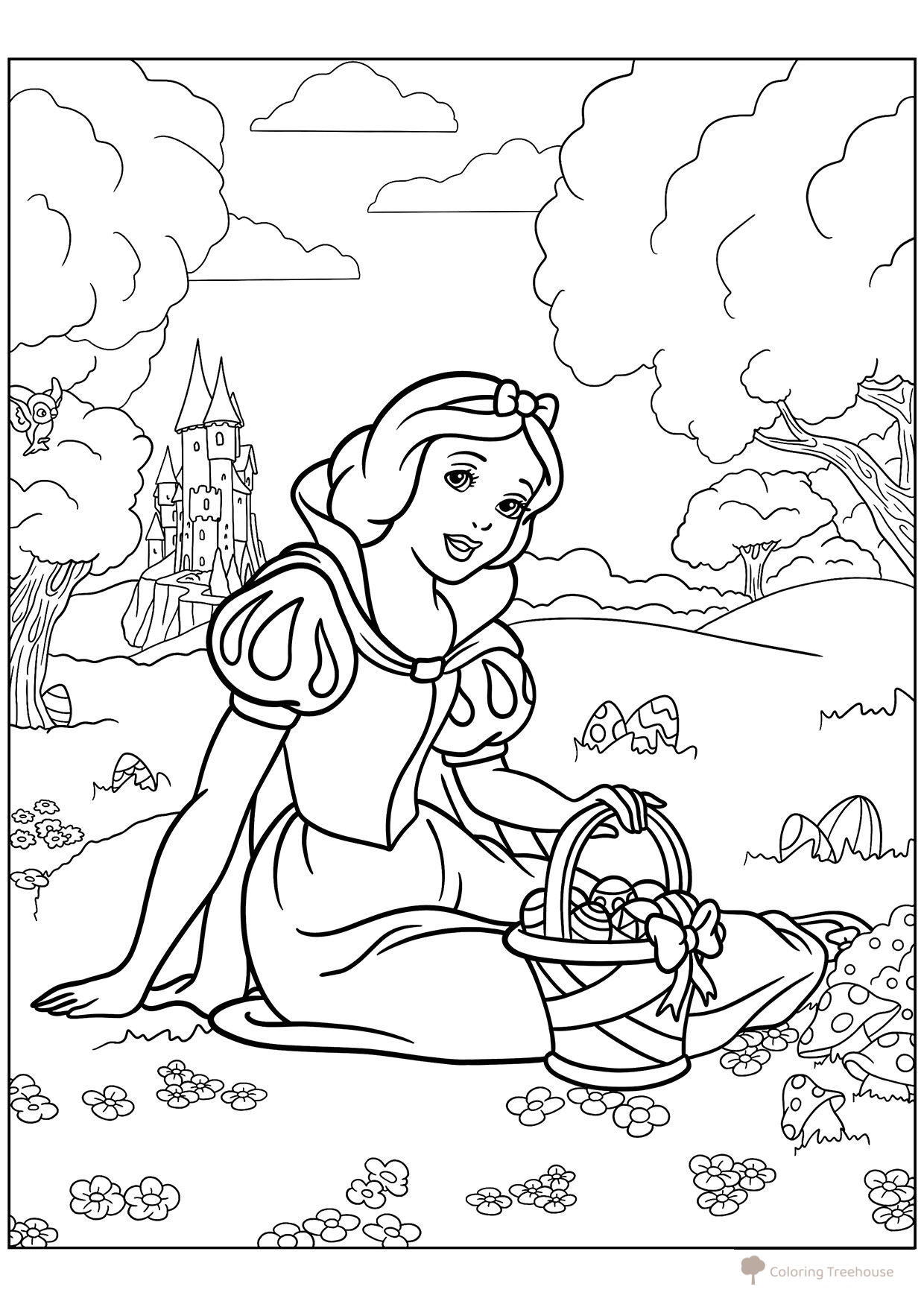 Dibujos para colorear «Blancanieves de Pascua» dibujo para colorear gratis de Pascua — páginas para colorear