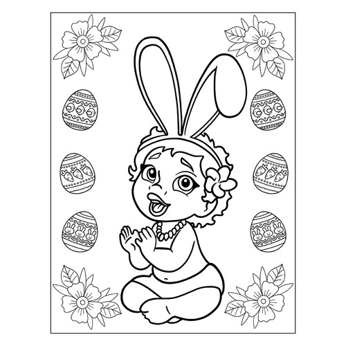 Libro para colorear «Moana bebé de Pascua» dibujo para colorear gratis de Pascua — páginas para colorear
