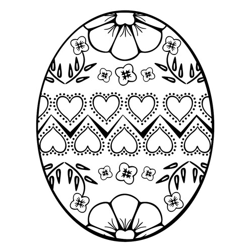 Página para colorear: Huevo de Pascua con corazones dibujo para colorear gratis de Pascua — páginas para colorear
