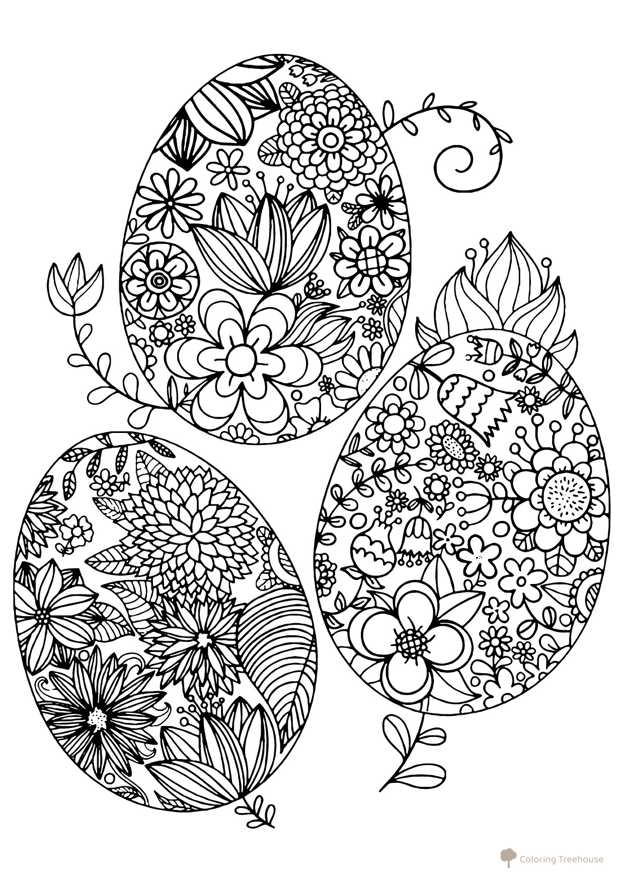Anti-Stress Easter Eggs Coloring Page free printable Easter Coloring Pages coloring page