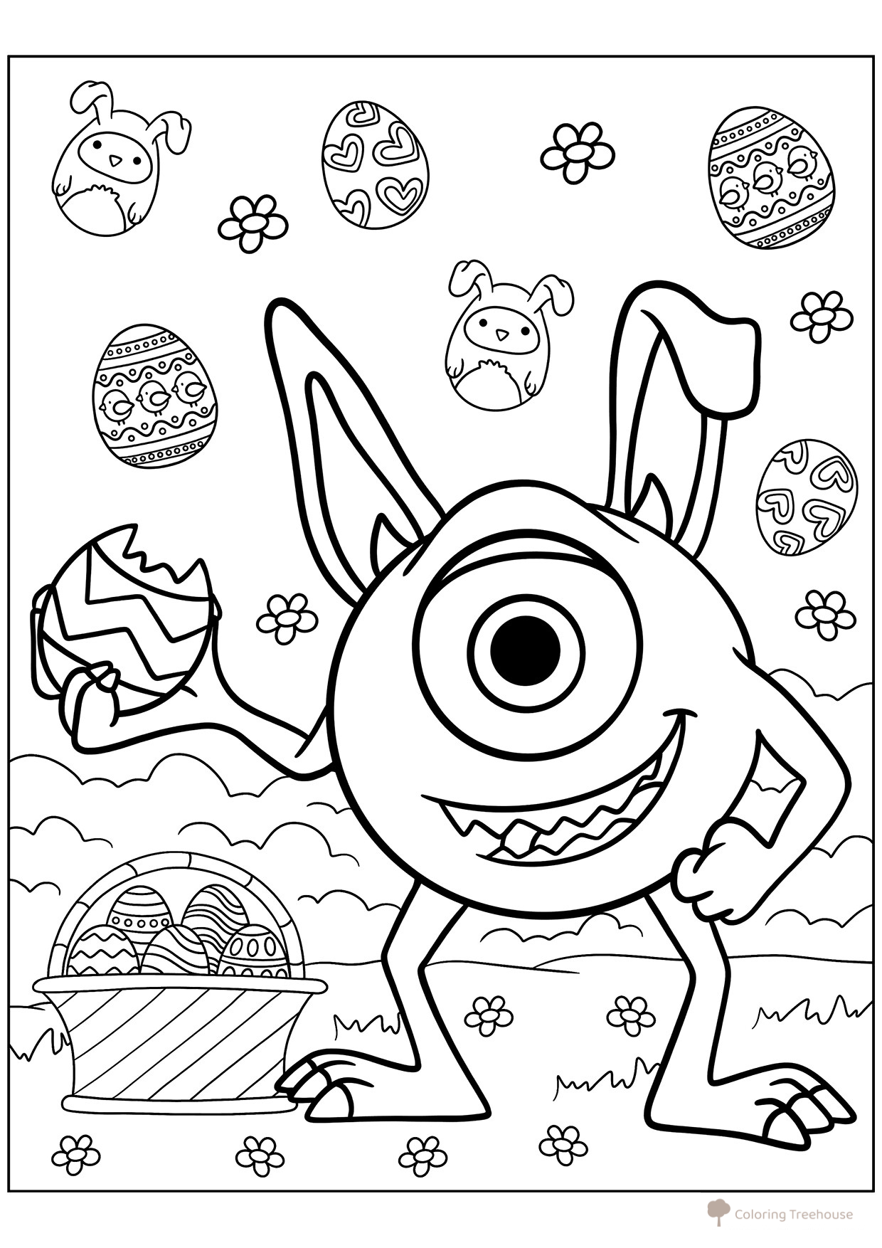 Easter Mike Wazowski Coloring Page free printable Easter Coloring Pages coloring page