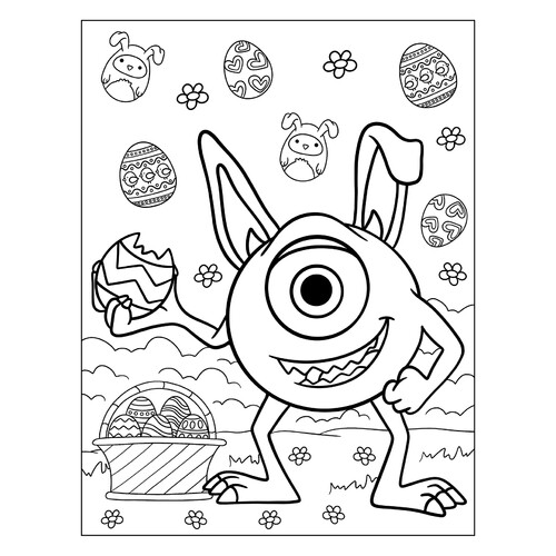 Easter Mike Wazowski Coloring Page free printable Easter Coloring Pages coloring page