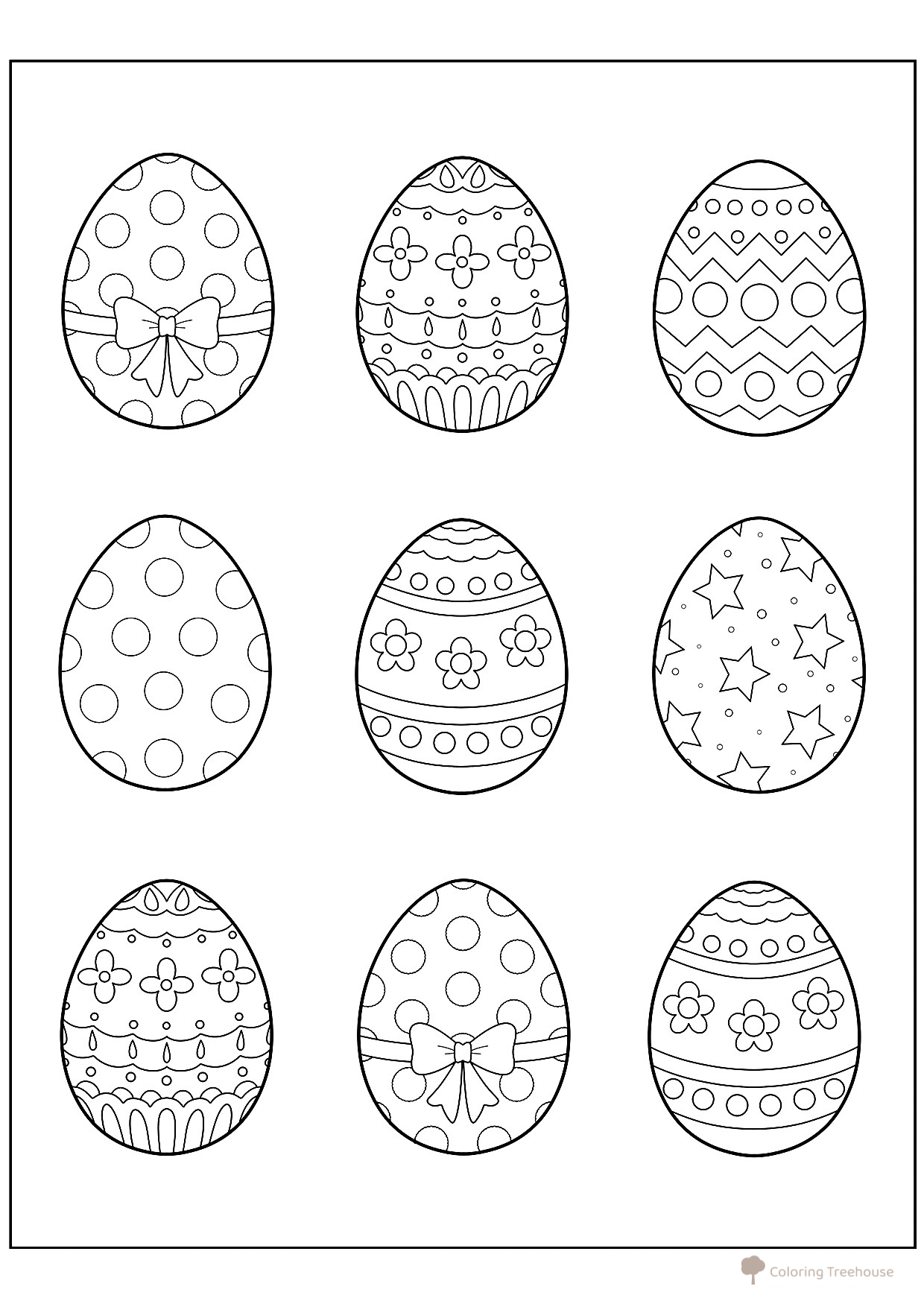 Página para colorear: Plantilla de huevos de Pascua dibujo para colorear gratis de Pascua — páginas para colorear